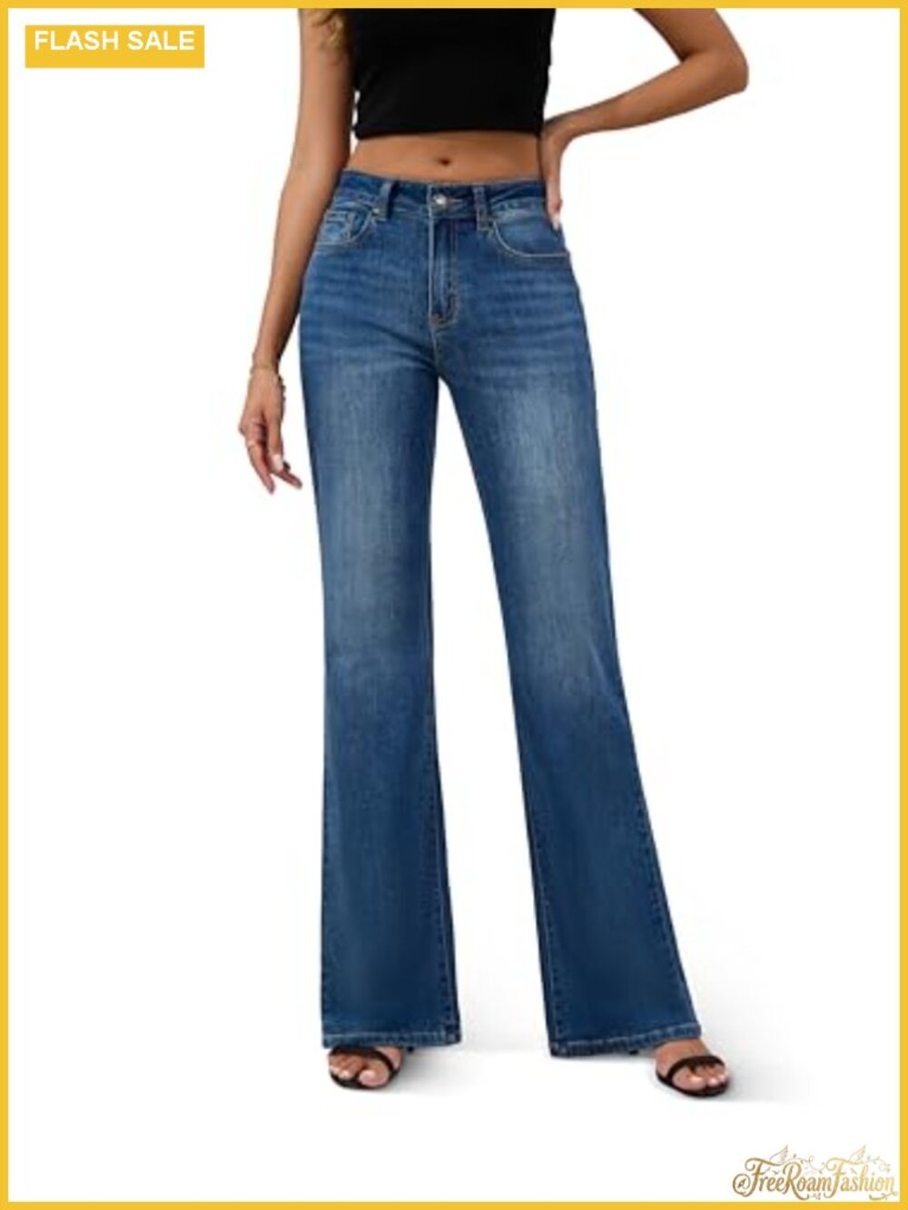 High Rise Wide Leg Flare Bell Bottom Stretch Denim Jeans